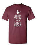 Keep Calm And Love India Country Patriotic Novelty Adult T-Shirt Tee