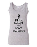 Junior Keep Calm And Love Seahorses Sea Horse Animal Lover Sleeveless Tank Tops