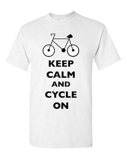 Keep Calm And Cycle On Cycling Bike Bicycle Ride Funny DT Adult T-Shirt Tee