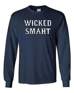 Long Sleeve Adult T-Shirt Wicked Smaht Boston Marathon Nerd Funny Humor Parody