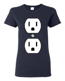 Ladies Plug Outlet Face Party Costume Funny Humor DT T-Shirt Tee