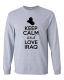 Long Sleeve Adult T-Shirt Keep Calm And Love Iraq Country Nation Patriotic