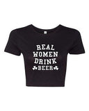 Crop Top Ladies Real Women Drink Beer Irish Shamrock Funny Humor T-Shirt Tee