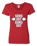 V-Neck Ladies Suns Out Guns Out Gym Work Out Flex Training Funny T-Shirt Tee