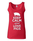 Junior Keep Calm And Love Pigs Animal Lover Graphic Sleeveless Tank Tops