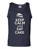 Keep Calm And Eat Cake Sweet Dessert Novelty Statement Graphics Adult Tank Top