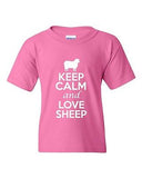Keep Calm And Love Sheep Animals Novelty Statement Youth Kids T-Shirt Tee