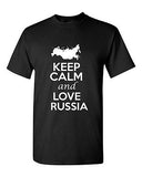 Keep Calm And Love Russia Country Novelty Statement Graphic Adult T-Shirt Tee