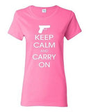 Ladies Keep Calm And Carry On Gun Control Pistol Rifle Gun Rights T-Shirt Tee