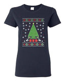 Ladies Periodic Tree Table Of Elements Science Ugly Christmas DT T-Shirt Tee