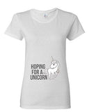 Ladies Hoping For A Unicorn Horse Magical Rainbow Horn Baby Funny DT T-Shirt Tee