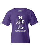 Keep Calm And Love Butterflies Flower Insect Animal Lover Youth Kids T-Shirt Tee