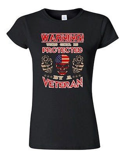 Junior Warning This Girl Is Protected By A Veteran Daughter Funny DT T-Shirt Tee