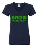 V-Neck Ladies Grow The Economy Legalize It Weeds Pot Smoke Funny T-Shirt Tee
