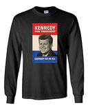 Long Sleeve Adult T-Shirt John F. Kennedy 1960 Campaign Poster Retro Vintage DT