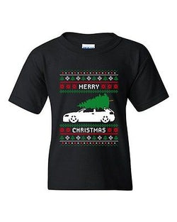 Merry Christmas Ugly Xmas Car Tree Funny Humor DT Youth Kids T-Shirt Tee