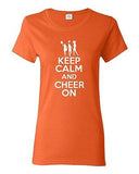 Ladies Keep Calm and Cheer On Pom Pom Cheerleader Cheer Dance Sports T-Shirt Tee
