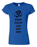 Junior Keep Calm And Say Om Yoga Hindu Sanskrit Symbol Religion DT T-Shirt Tee