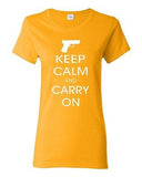 Ladies Keep Calm And Carry On Gun Control Pistol Rifle Gun Rights T-Shirt Tee