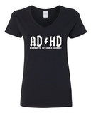 V-Neck Ladies ADHD Highway To... Hey Look A Squirrel Funny Humor T-Shirt Tee
