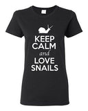 Ladies Keep Calm And Love Snails Shell Slugs Animal Lover Funny T-Shirt Tee