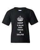 Keep Calm And Take A Selfie Crown King Camera Funny DT Youth Kids T-Shirt Tee