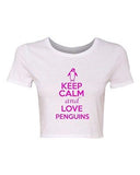 Crop Top Ladies Keep Calm And Love Penguins Snow Bird Funny Humor T-Shirt Tee