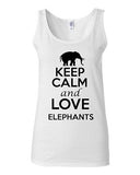 Junior Keep Calm And Love Elephants Animal Lover Graphic Sleeveless Tank Tops