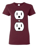 Ladies Plug Outlet Face Party Costume Funny Humor DT T-Shirt Tee
