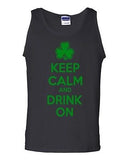 Keep Calm And Drink On Beverages Humor Novelty Statement Graphics Adult Tank Top