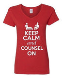 V-Neck Ladies Keep Calm And Counsel On Advice Psychiatrist Funny T-Shirt Tee