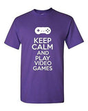 Keep Calm And Play Video Games Novelty Statement Graphics Adult T-Shirt Tee