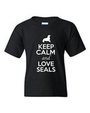 Keep Calm And Love Seals Sea Lion Walrus Animal Lover Youth Kids T-Shirt Tee