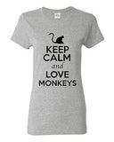 Ladies Keep Calm And Love Monkeys Ape Animal Lover Wild Funny T-Shirt Tee