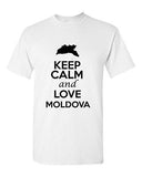 Keep Calm And Love Moldova Country Novelty Statement Graphic Adult T-Shirt Tee