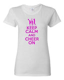 Ladies Keep Calm and Cheer On Pom Pom Cheerleader Cheer Dance Sports T-Shirt Tee