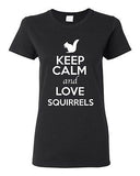 Ladies Keep Calm And Love Squirrels Chipmunks Animal Lover Funny T-Shirt Tee
