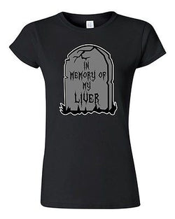 Junior In Memory Of My Liver Graveyard Drunk Beer Funny Drinking DT T-Shirt Tee