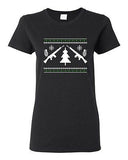 Ladies Guns Ugly Christmas Snow Rifle Tree Grenade Funny Humor DT T-Shirt Tee
