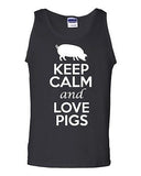 Keep Calm And Love Pigs Boar Humor Novelty Statement Graphics Adult Tank Top