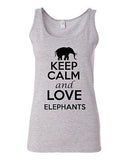 Junior Keep Calm And Love Elephants Animal Lover Graphic Sleeveless Tank Tops