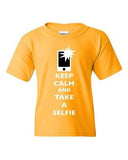 Keep Calm And Take A Selfie Flash Phone Camera Picture DT Youth Kids T-Shirt Tee