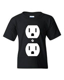 Plug Outlet Face Party Costume Funny Humor DT Youth Kids T-Shirt Tee