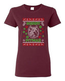 Ladies Merry Pitmas Dog Pitbull Dog Animals Ugly Christmas Funny DT T-Shirt Tee