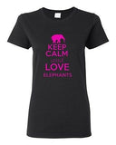 Ladies Keep Calm and Love Elephants Tusk Animal Lover Elephant Lover T-Shirt Tee