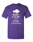 Keep Calm And Love Kazakhstan Country Nation Patriotic Novelty Adult T-Shirt Tee