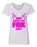 V-Neck Ladies What Does The Fox Say Party Music Comedy Funny Humor T-Shirt Tee