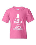 Keep Calm And Love Mississippi State Novelty Statement Youth Kids T-Shirt Tee