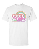 Good Vibes 70's Rainbow Retro BeanePod Artworks Art Funny DT Adult T-Shirt Tee