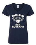 V-Neck Ladies This Girl Loves Her Husband Wife Funny Humor T-Shirt Tee